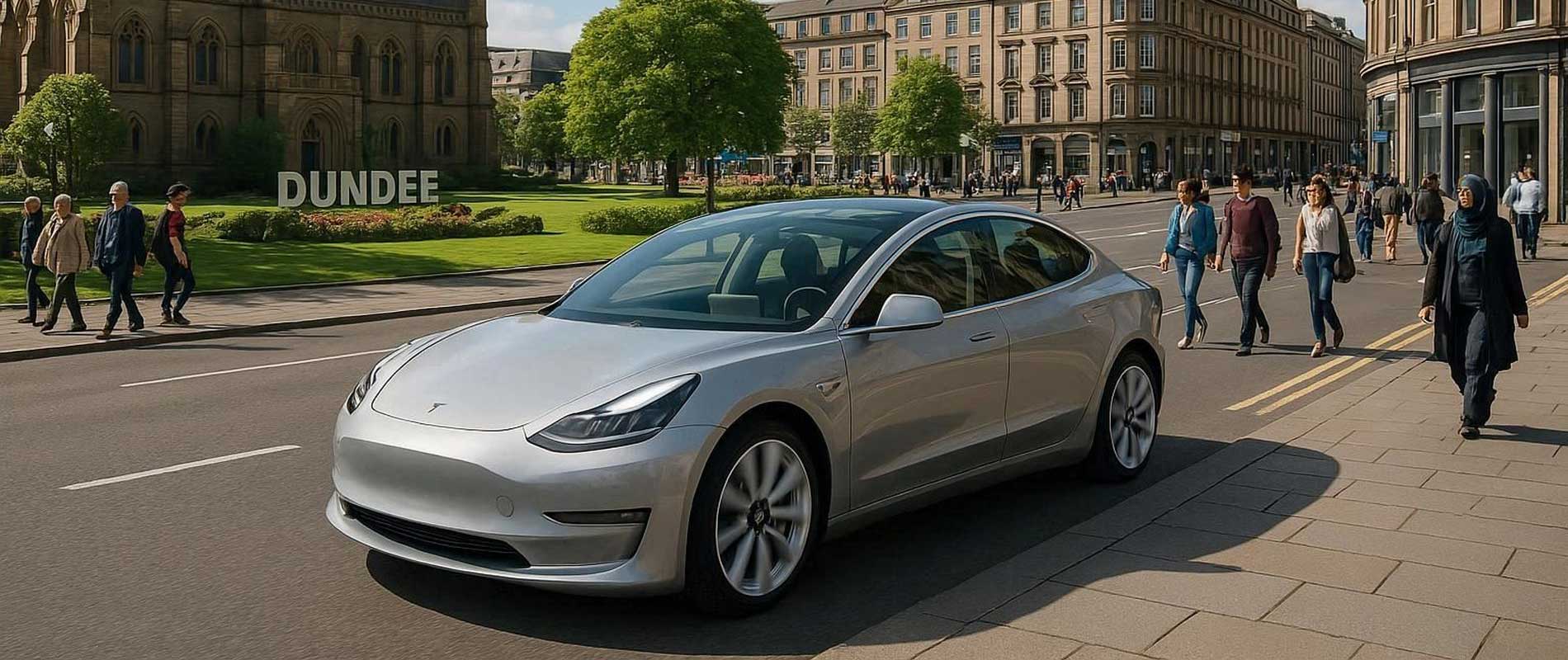 Cars stopped at red lights on a busy day in dundee