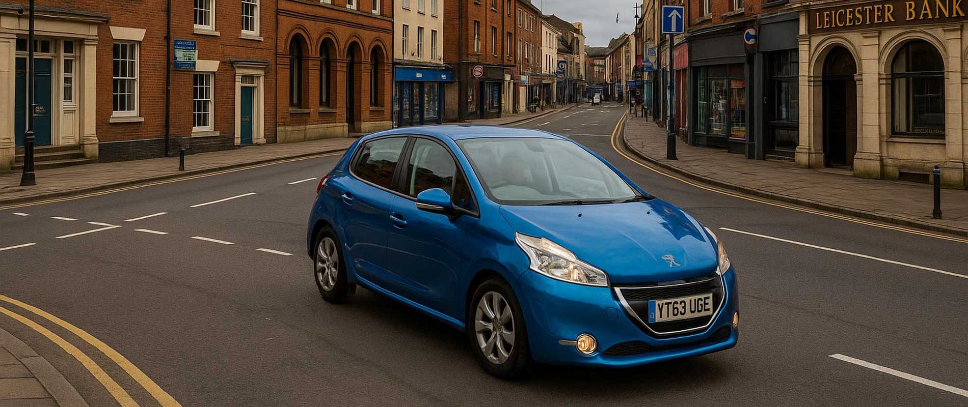 A car overtaking a cyclist in leicester