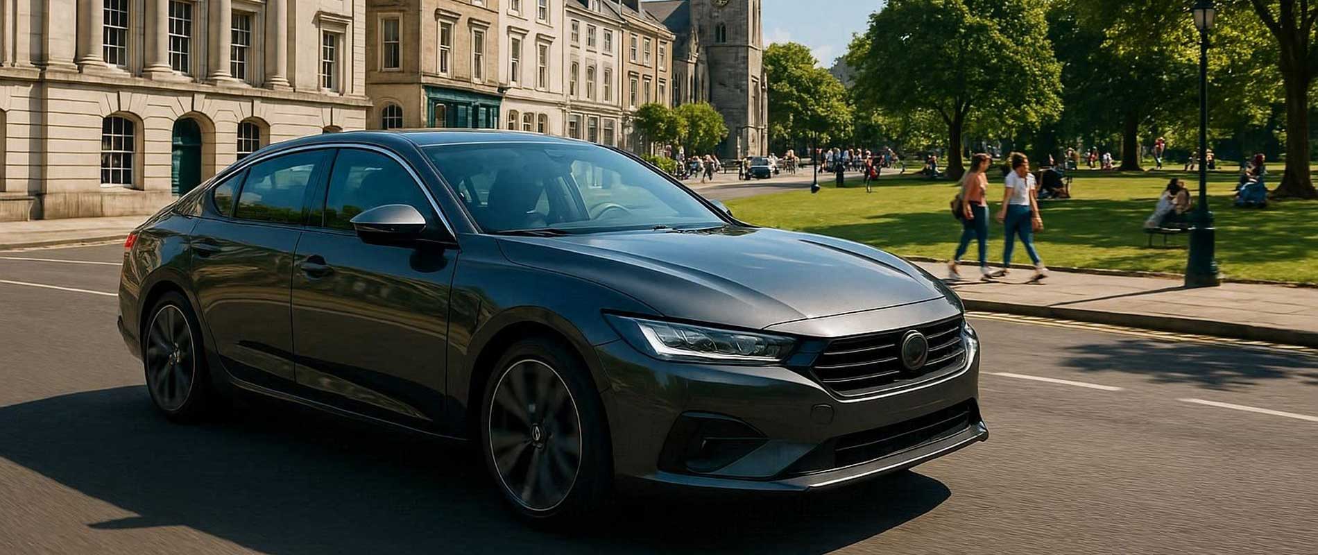 Vehicles waiting at a roundabout in plymouth