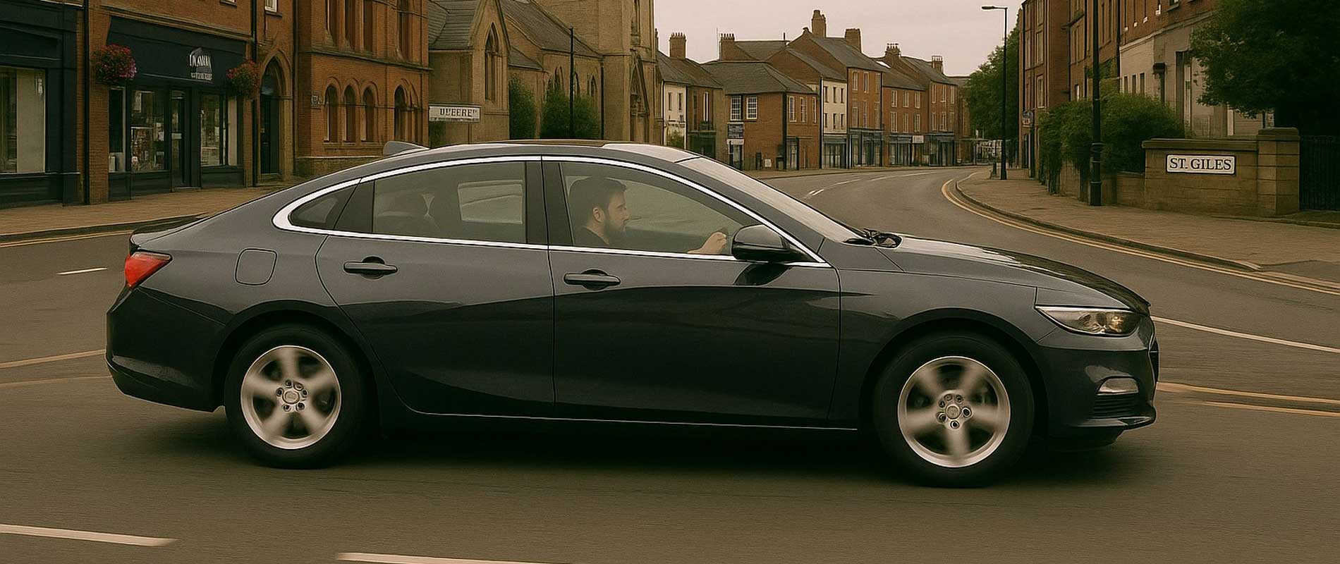 Cars driving in light traffic through wrexham